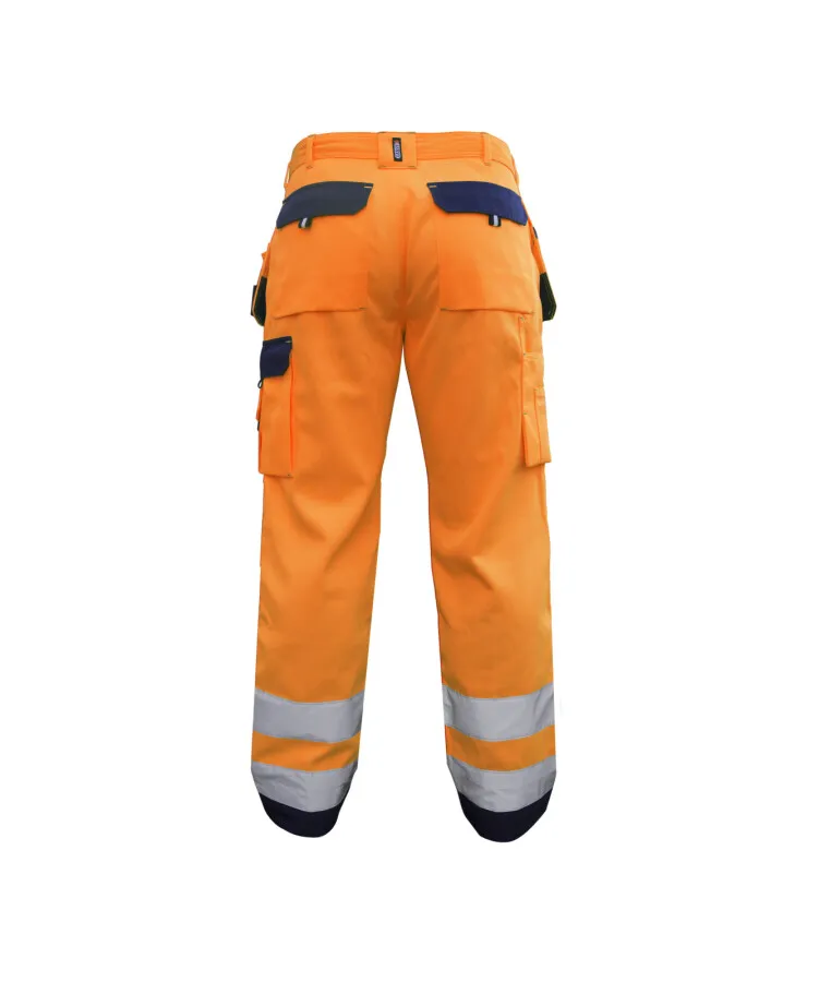DASSY® GLASGOW HOGE ZICHTBAARHEIDSHOLSTERZAKKENBROEK FLUORORANJE/MARINEBLAUW MAAT 54