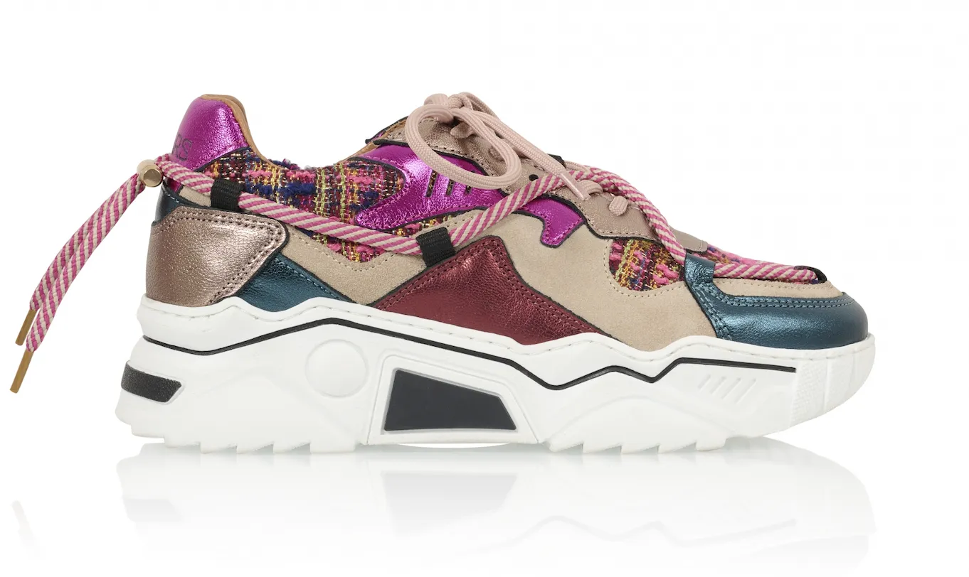 DWRS JUPITER TWEED BEIGE / FUCHSIA  DAMES SNEAKER  J5554C58