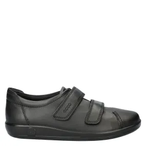Ecco Comfort Soft 2.0 leren klittenbandschoenen zwart
