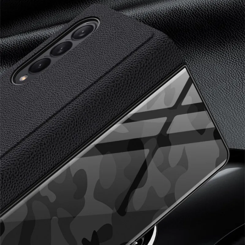 Flip cover Samsung Galaxy Z Fold 3 5G gehard glas leer lijn