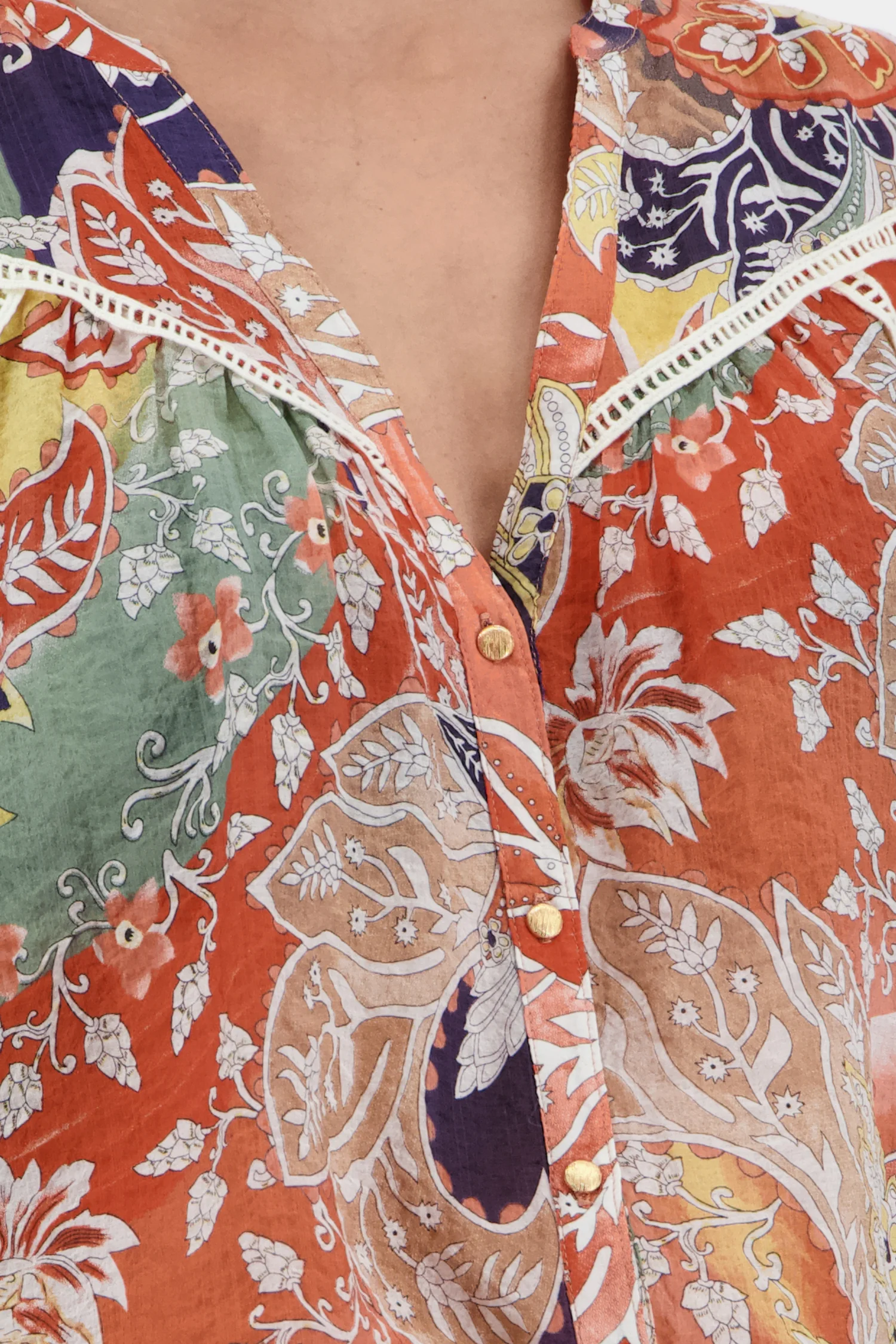 Geisha Fijne blouse met bloemenprint in aardetinten