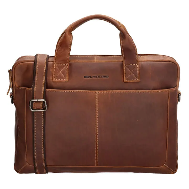 Hide en Stitches Laptoptas 15.6'' Japura Cognac