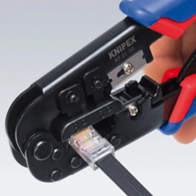 KNIPEX KRIMPTANG VOOR WESTERNSTEKKERS 975110 (BLAUW/ROOD, RJ 11/12/45 )