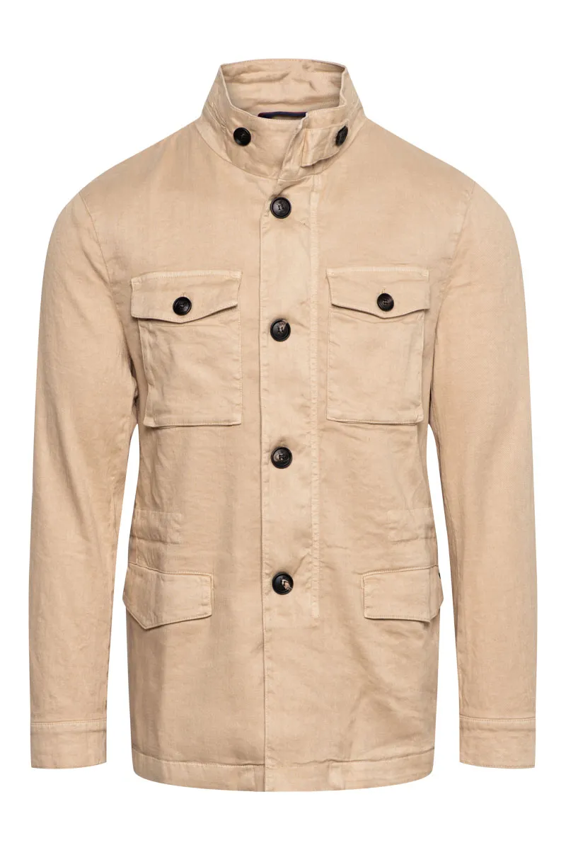MASON CITY FIELDJACKET 65% LINNEN 34%KATOEN 1% STRETCH BEIGE