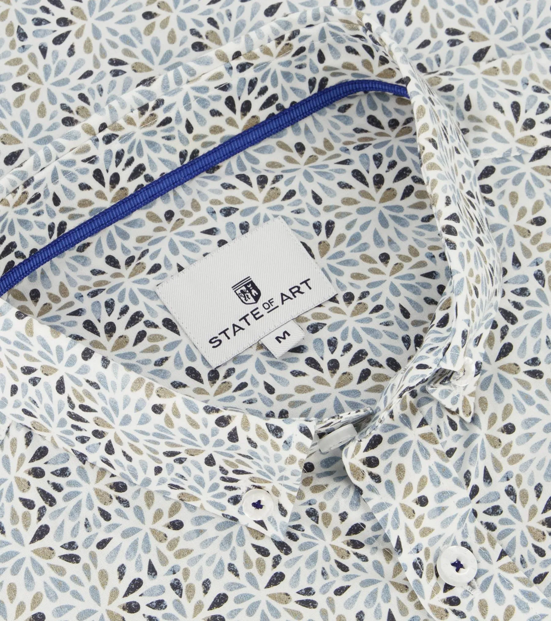 State of Art  Short Sleeve Overhemd Print Blauw