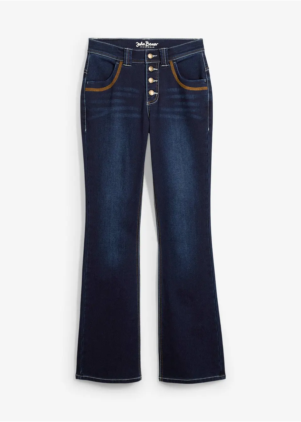 Thermojeans met mid waist, bootcut   