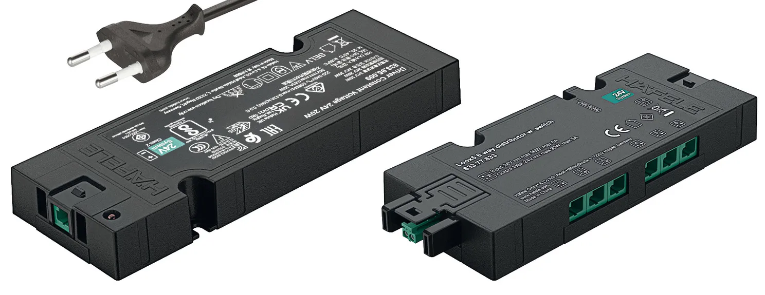 VOEDINGSET MET 6VOUDIGE VERDELER, HäFELE LOOX5 24 V CONSTANTE SPANNING